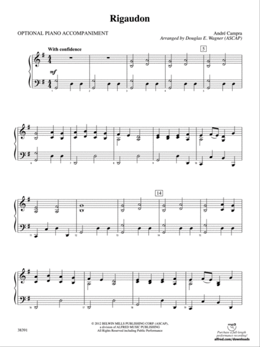 Rigaudon: Piano Accompaniment Orchestra scores gallery preview page 1