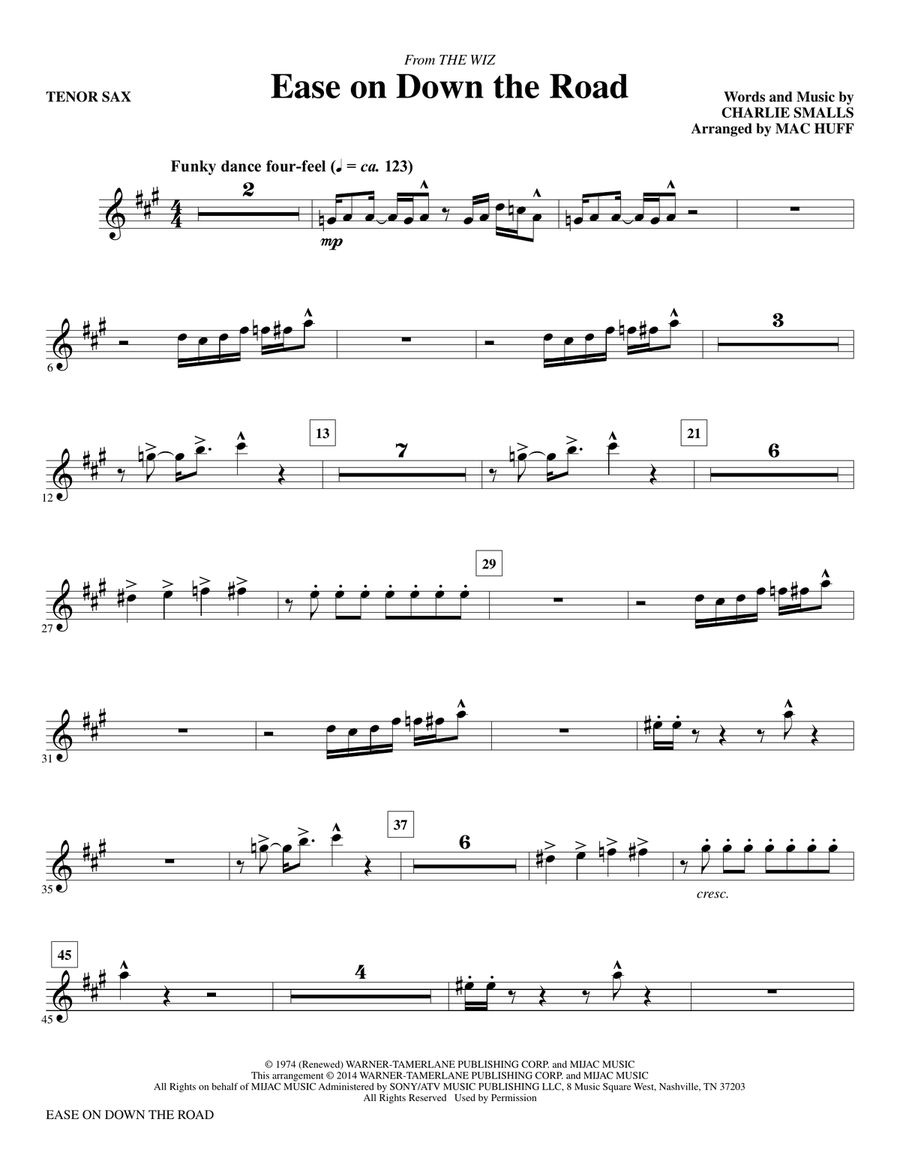 Ease on Down the Road - Tenor Saxophone
