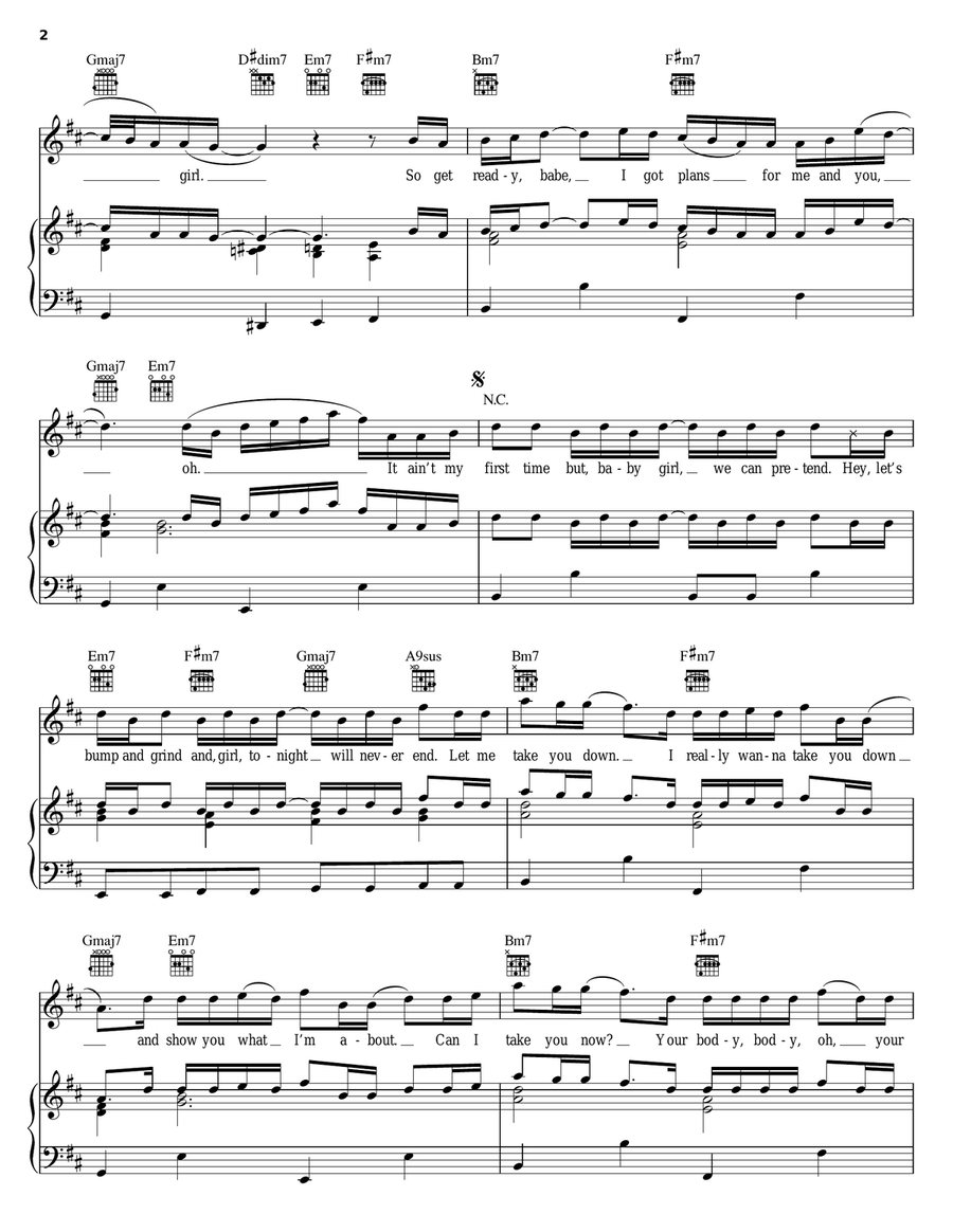 Take You Down Piano, Vocal, Guitar scores gallery preview page 2
