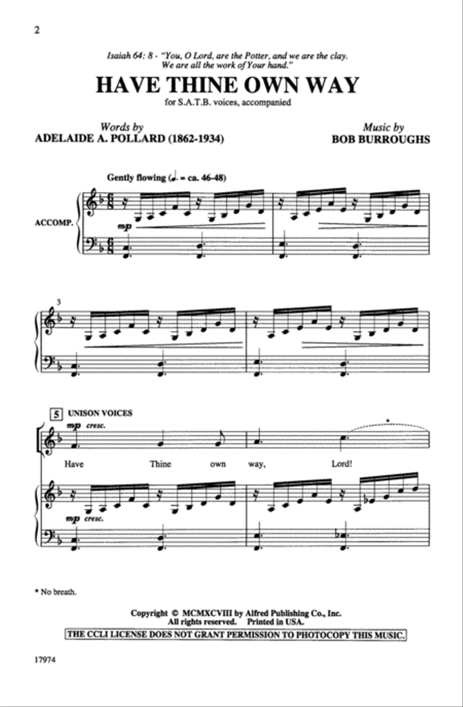 Have Thine Own Way 4-Part scores gallery preview page 2