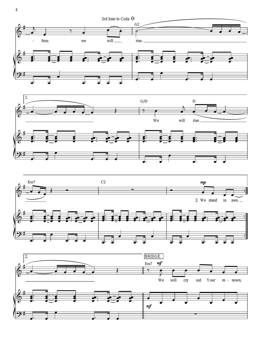 Rise Piano, Vocal, Guitar scores gallery preview page 4