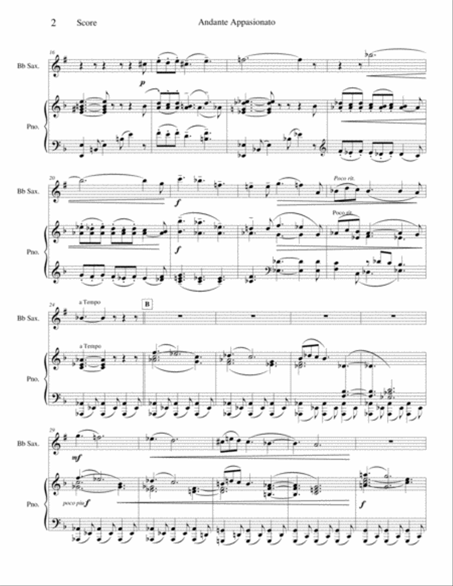 Andante Appasionato Andante Appasionato Soprano Saxophone scores gallery preview page 2