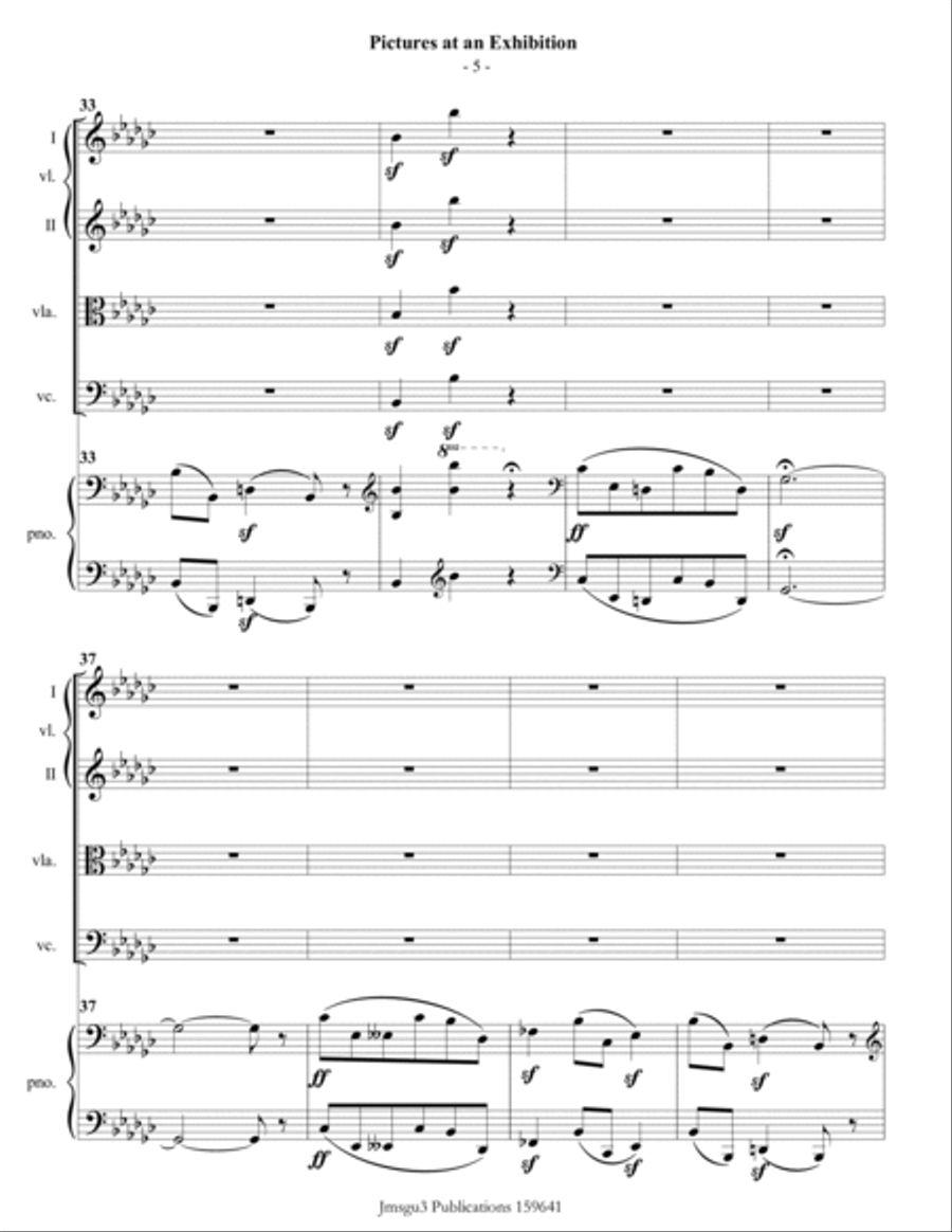 Mussorgsky: Pictures at an Exhibition for Piano Quintet, 1st Edition Piano Quintet scores gallery preview page 5