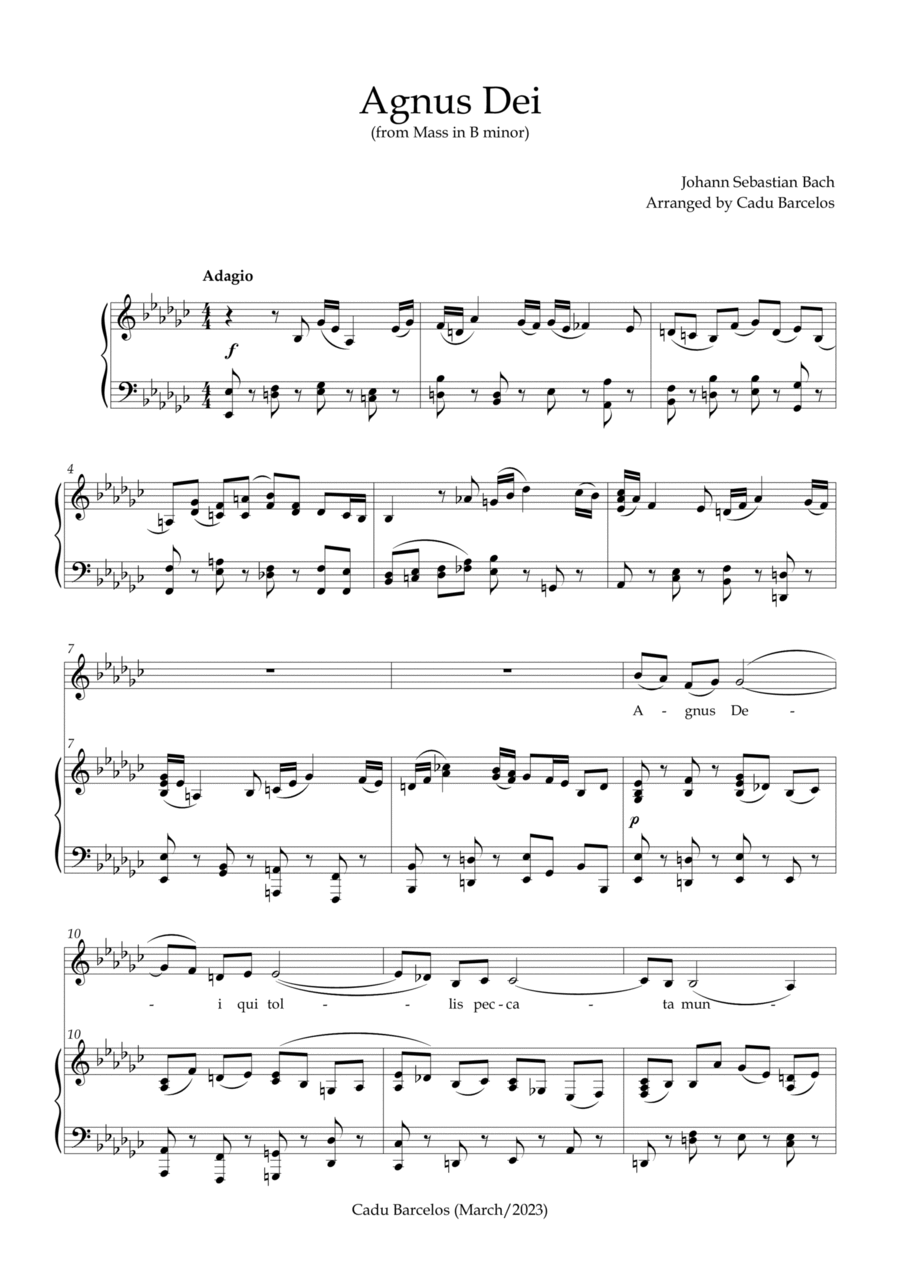 Agnus Dei - Mass B Minor BACH - Eb minor Voice scores gallery preview page 1