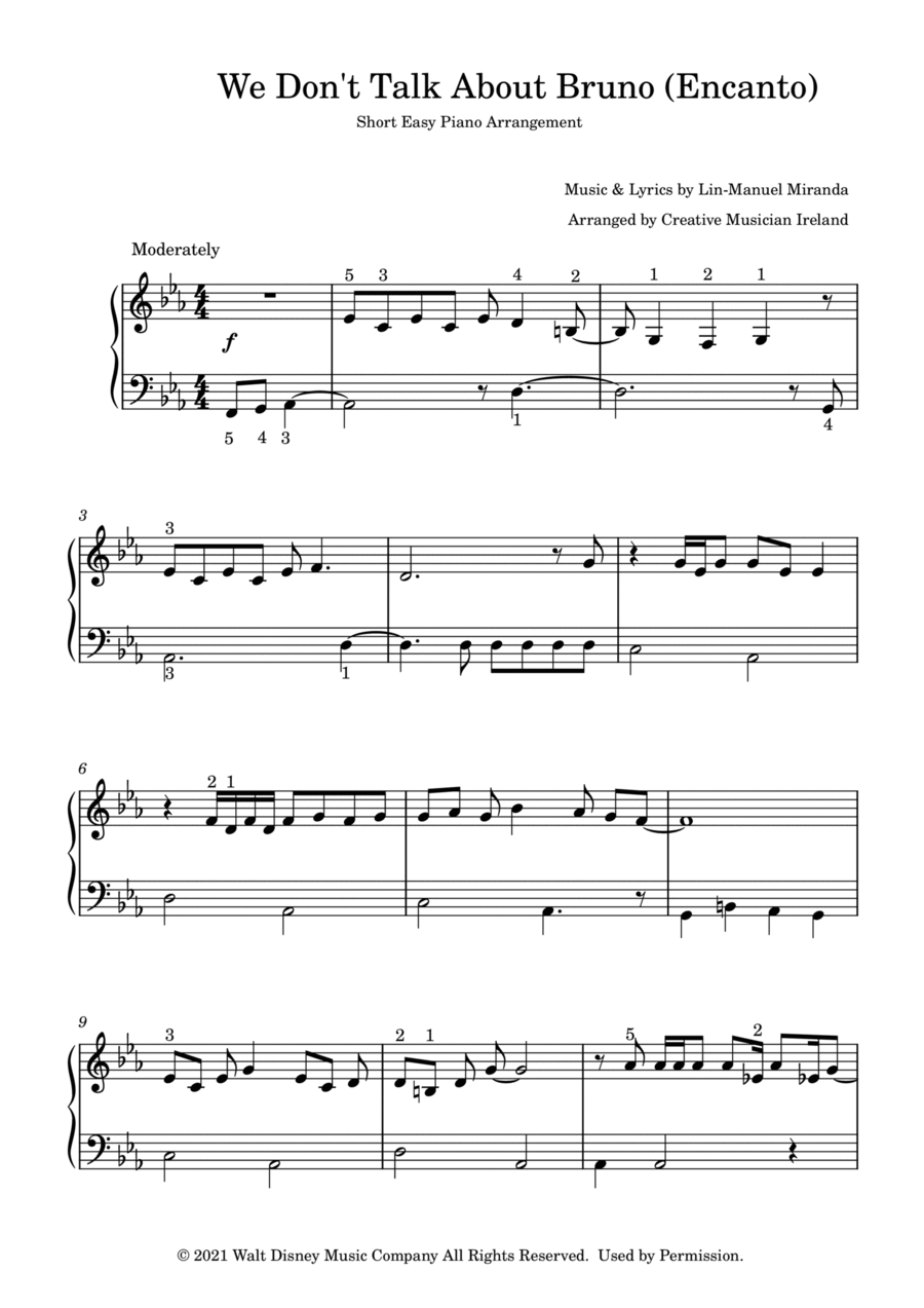 We Don't Talk About Bruno Easy Piano scores gallery preview page 1