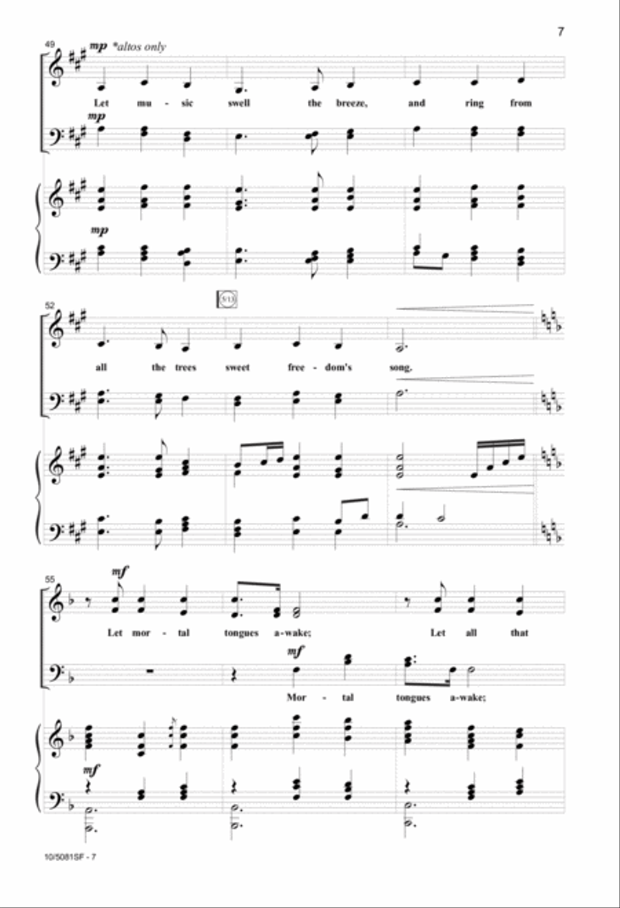 My Country, 'Tis of Thee My Country, 'Tis of Thee 4-Part scores gallery preview page 7