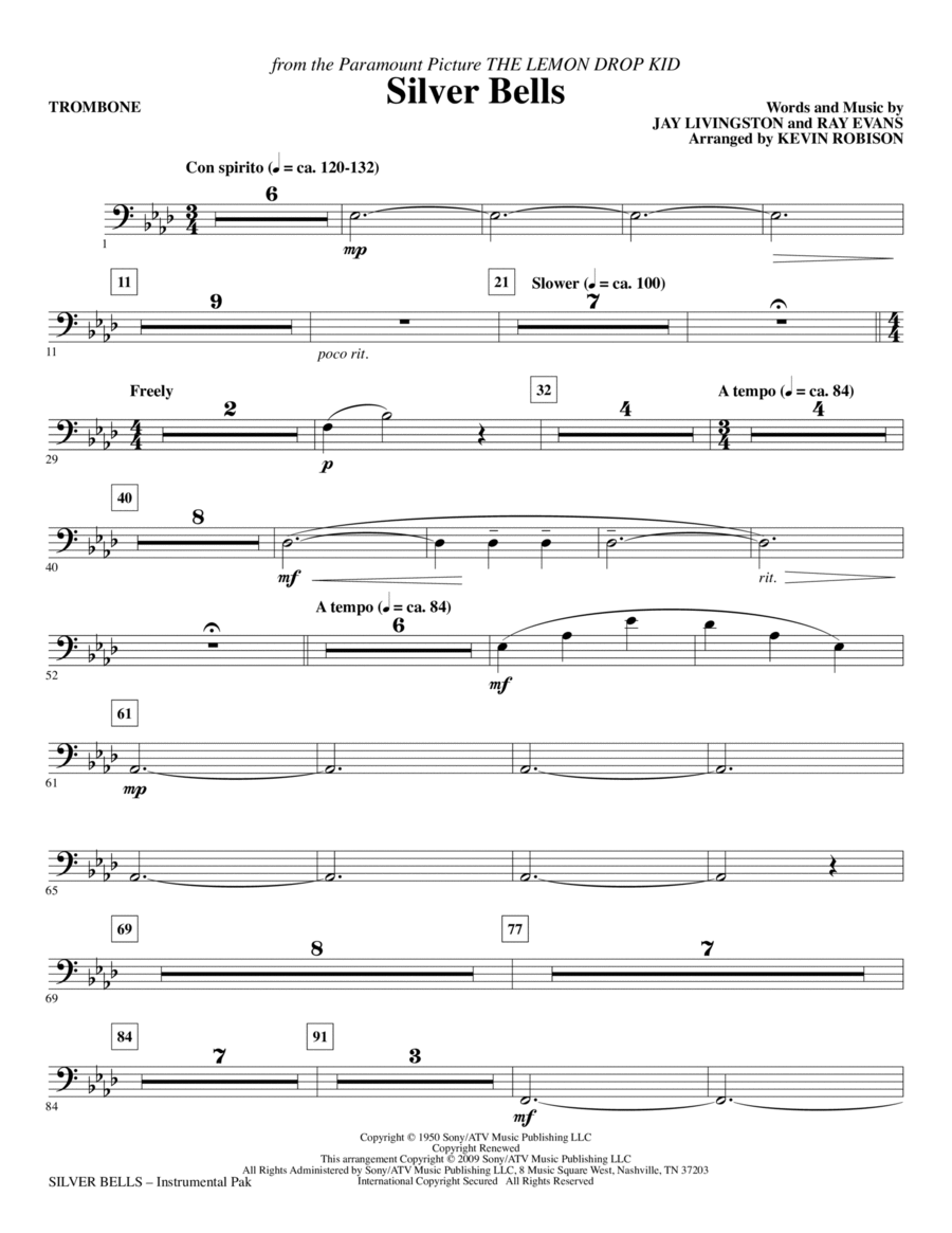 Silver Bells - Trombone Choir scores gallery preview page 1