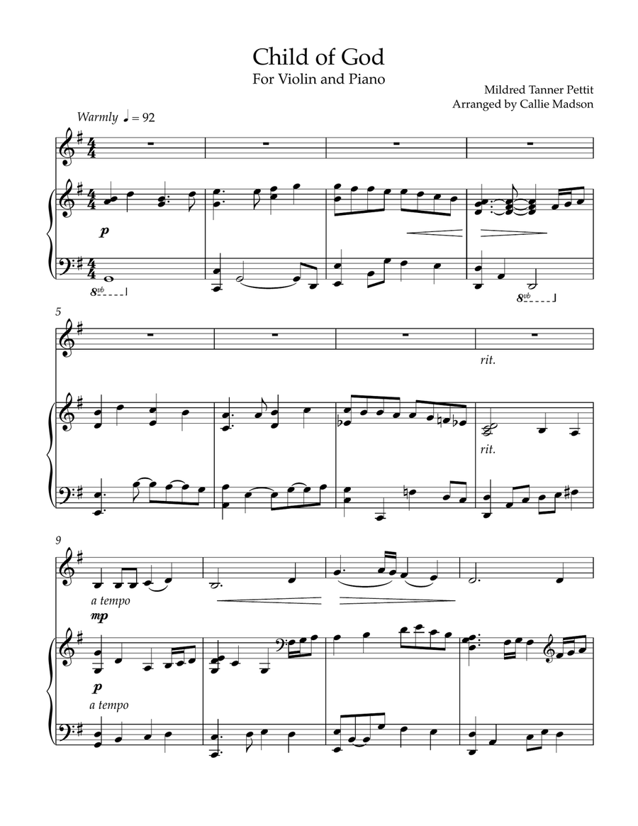 I Am a Child of God I Am a Child of God Violin Solo scores gallery preview page 1