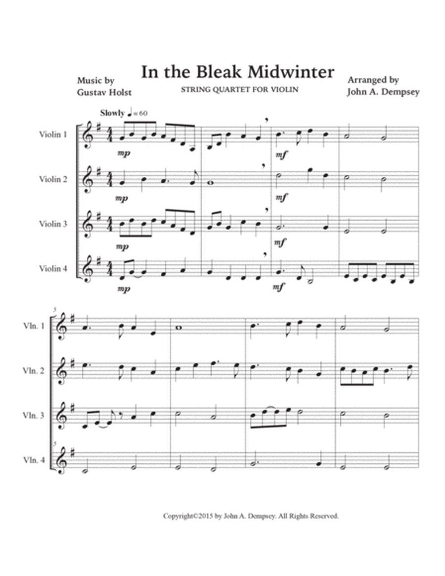 In the Bleak Midwinter (Violin Quartet) image number null