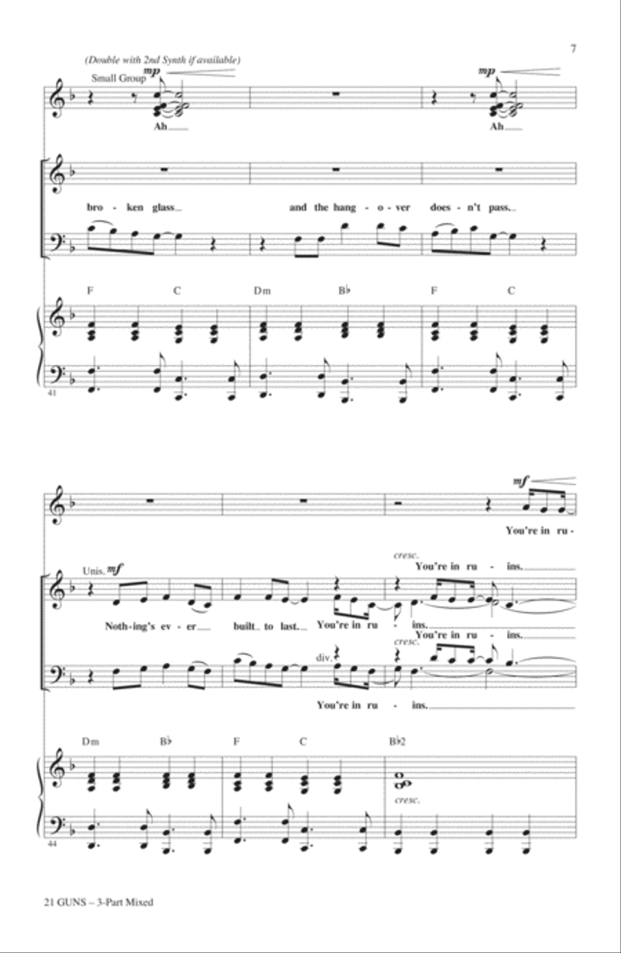 21 Guns (from Green Day's American Idiot) (arr. Roger Emerson) 3-Part scores gallery preview page 6