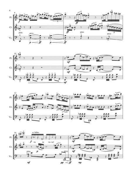 7 Dances for Flute, Clarinet, and Cello (Full Score + Parts)