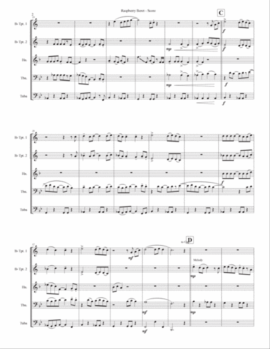 Raspberry Beret Brass Ensemble scores gallery preview page 2