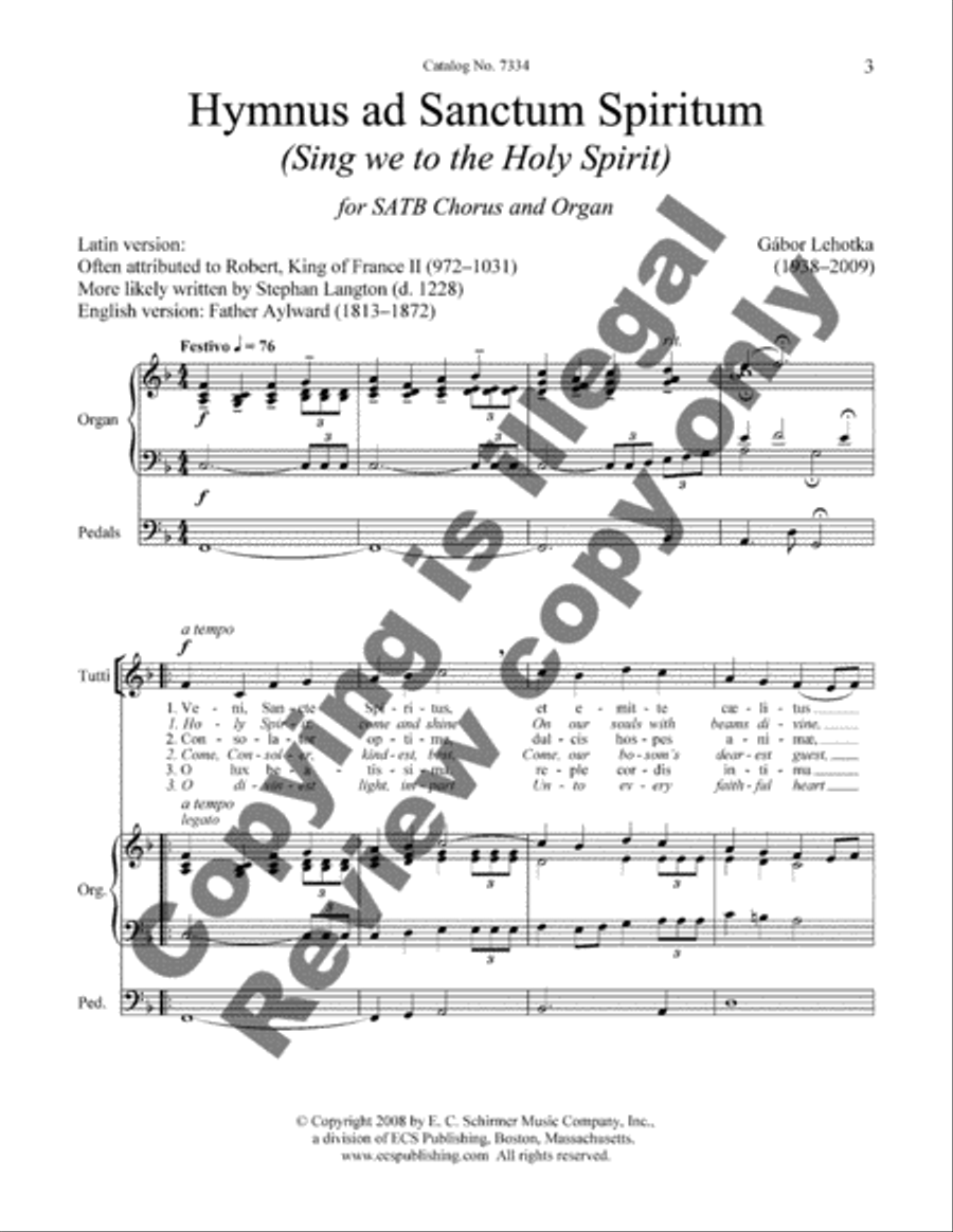 Hymnus ad Sanctum Spiritum 4-Part scores gallery preview page 3