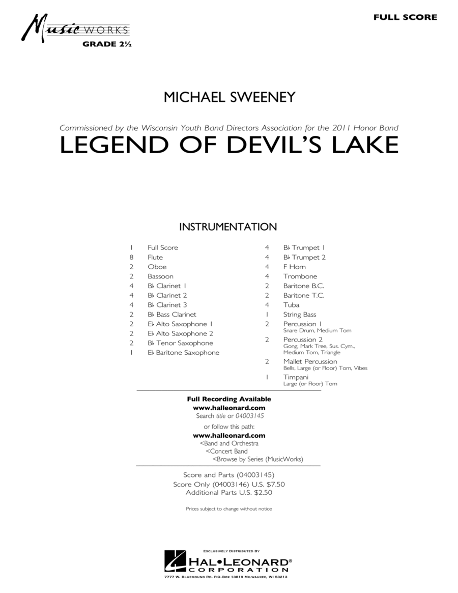 Legend Of Devil's Lake - Full Score