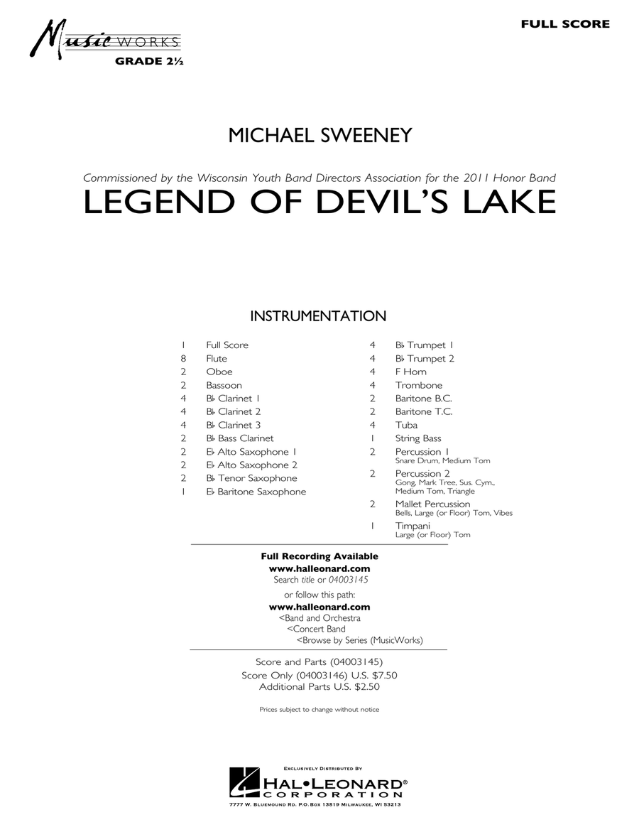 Legend Of Devil's Lake - Full Score