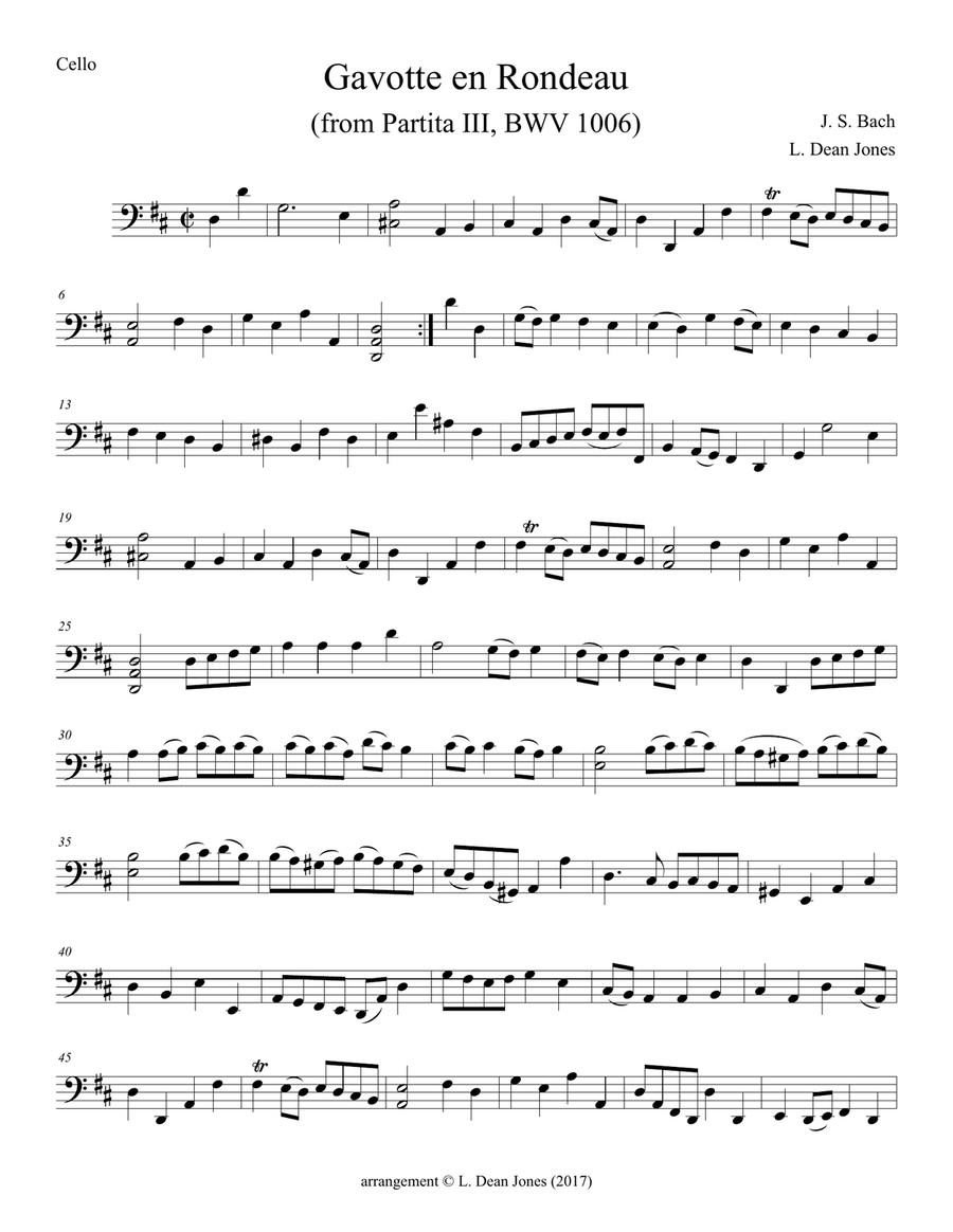 Gavotte en Rondeau (from Partita III): violin/cello String Duet scores gallery preview page 3