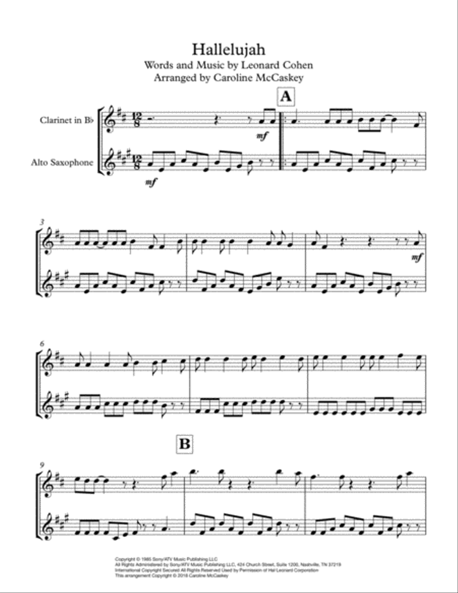 Hallelujah Hallelujah Woodwind Duet scores gallery preview page 2