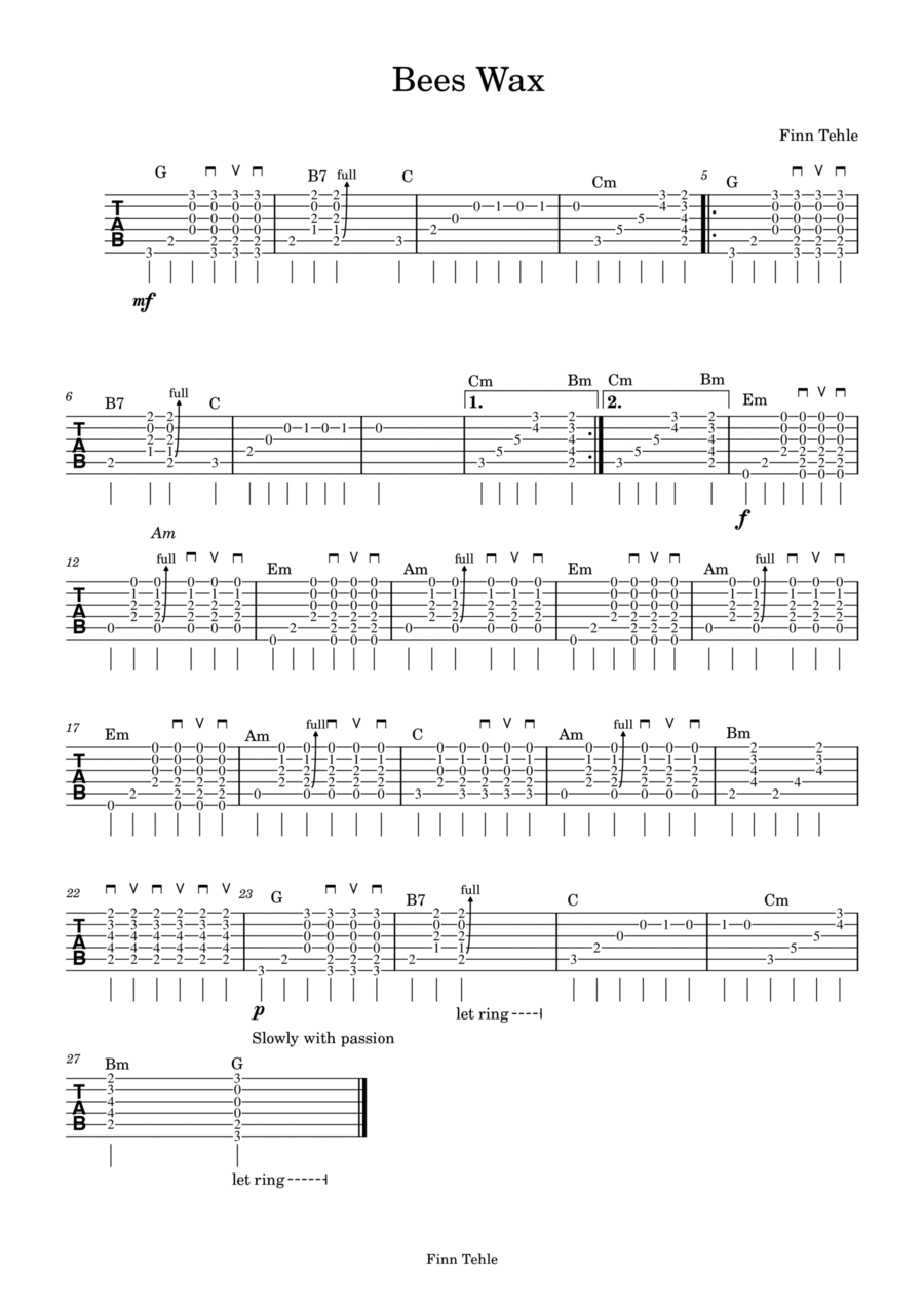 Bees Wax Bees Wax Acoustic Guitar scores gallery preview page 1