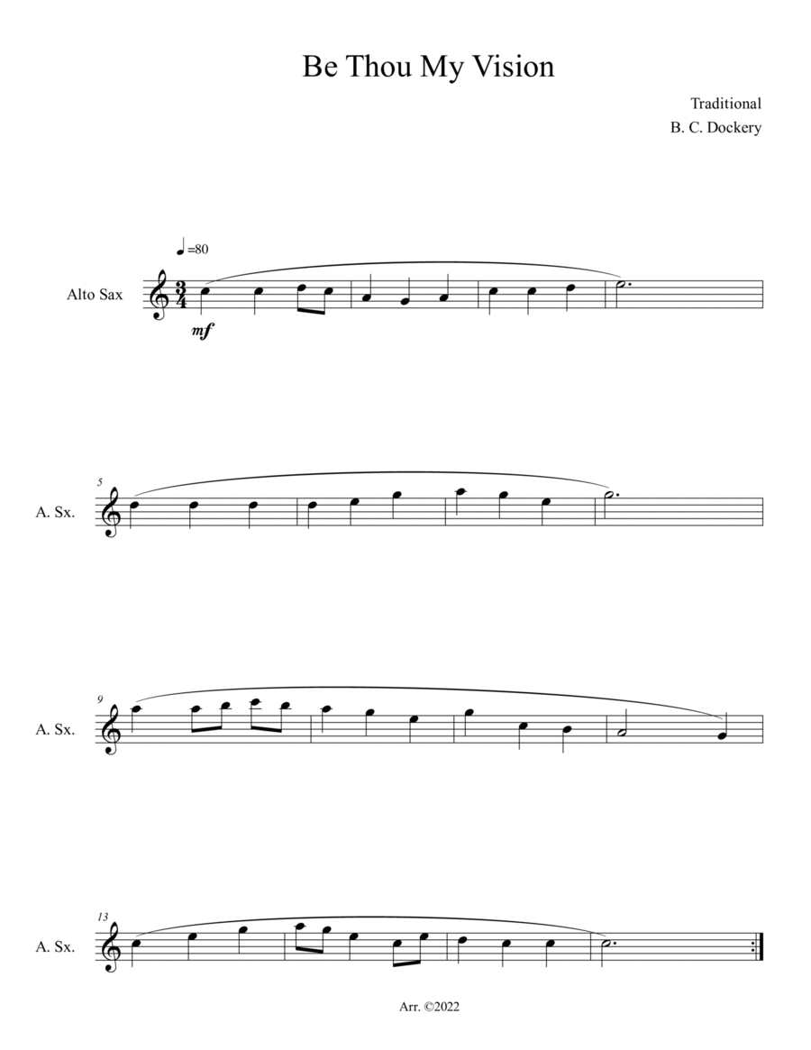Be Thou My Vision (Alto Sax Solo) Alto Saxophone scores gallery preview page 1