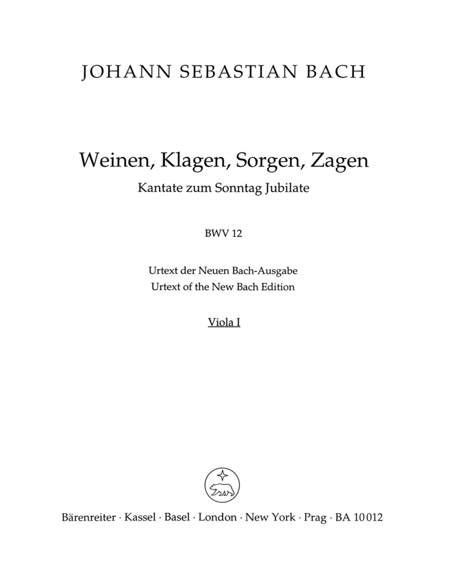 Weeping, crying, sorrow, sighing, BWV 12 Viola scores gallery preview page 1