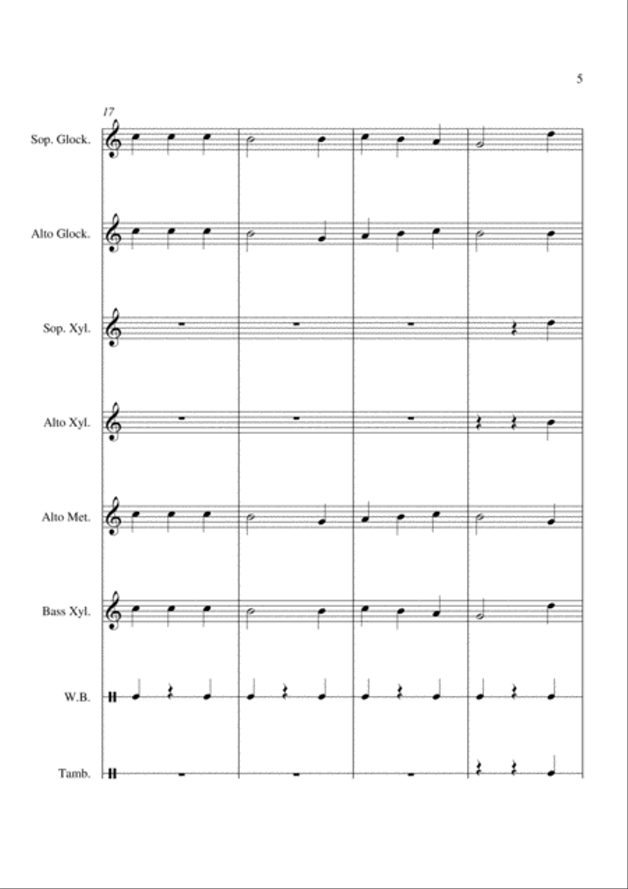 We Wish You A Merry Christmas - For Orff Ensemble Percussion Ensemble scores gallery preview page 5