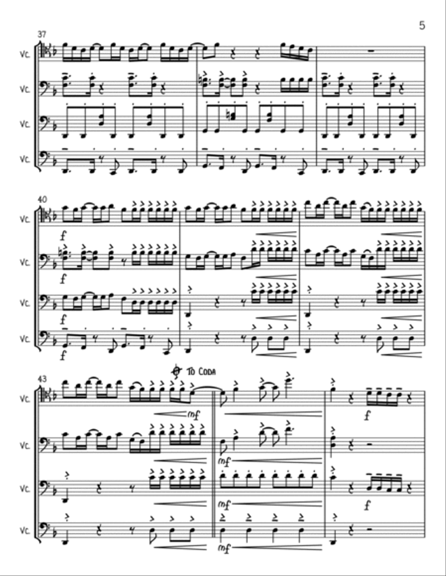 Uptown Funk String Quartet scores gallery preview page 5