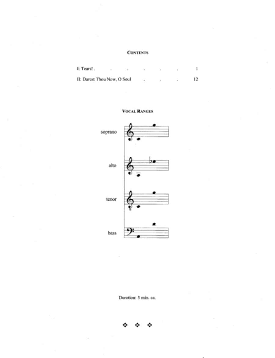 Two Poems by Walt Whitman (2017) 4-Part scores gallery preview page 2