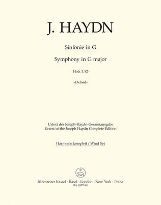 Book cover for Symphony G major Hob. I:92 "Oxford"