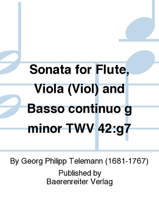 Book cover for Sonata for Flute, Viola (Viol) and Basso continuo g minor TWV 42:g7