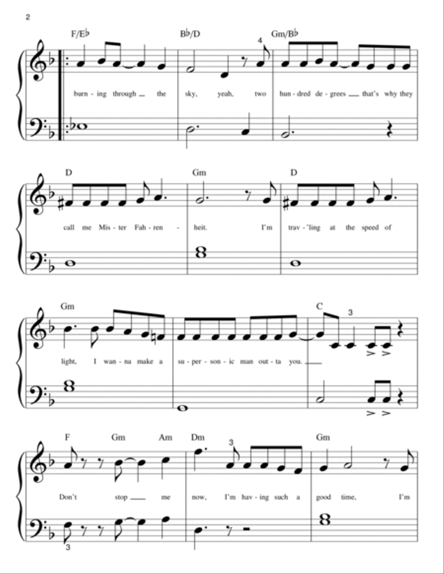 Don't Stop Me Now Don't Stop Me Now Easy Piano scores gallery preview page 2