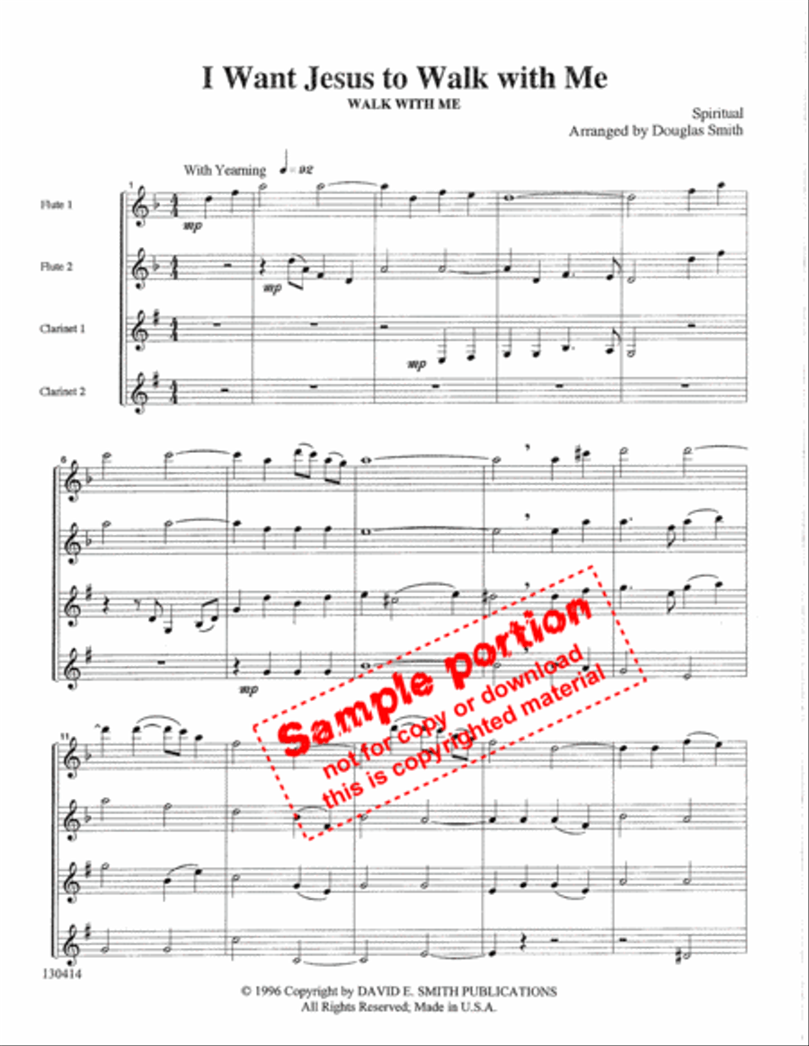 I Want Jesus To Walk With Me Woodwind Quartet scores gallery preview page 2