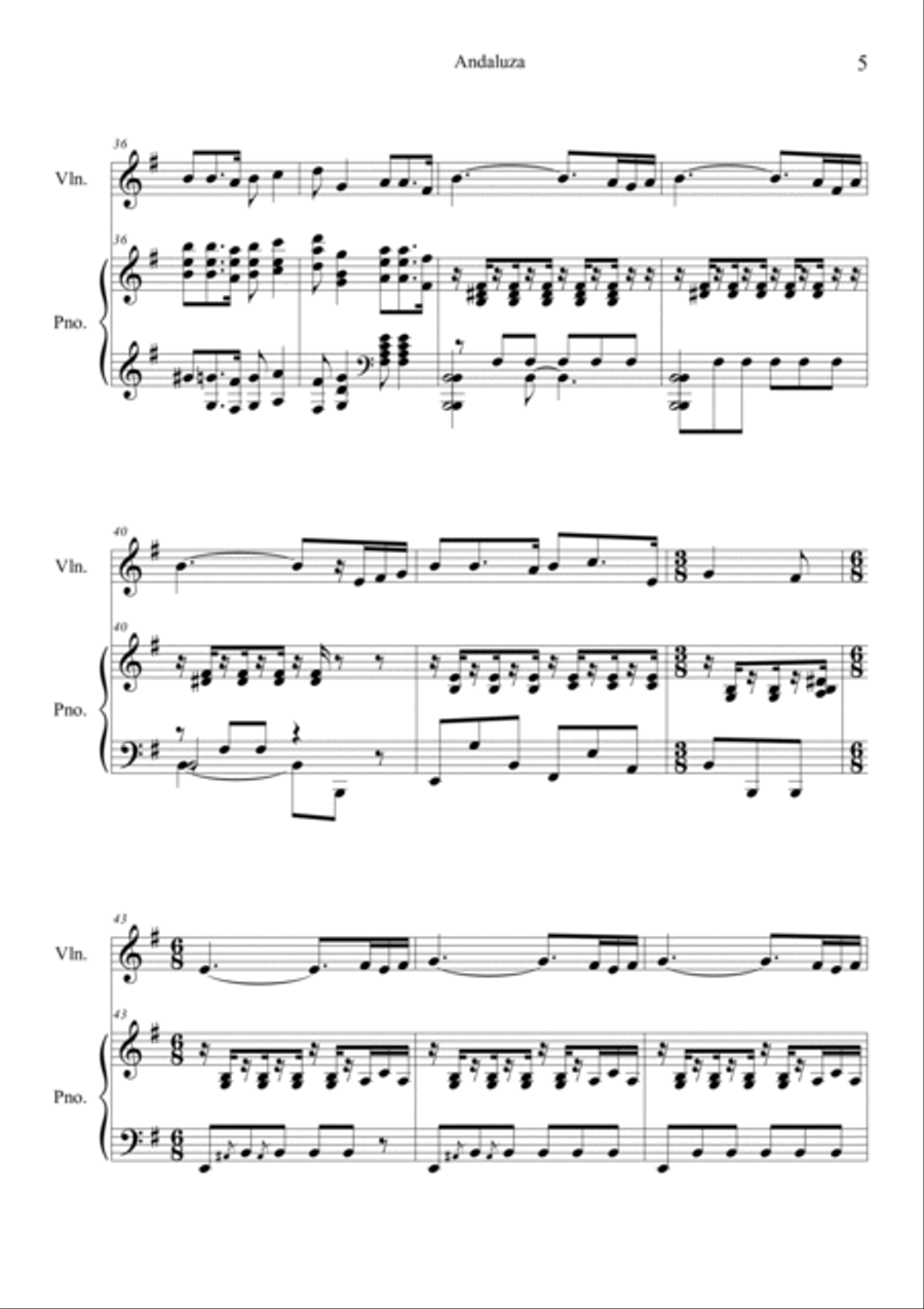 Andaluza Violin Solo scores gallery preview page 5