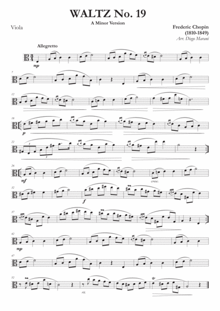 Waltz No. 19 in A Minor for Viola and Piano image number null