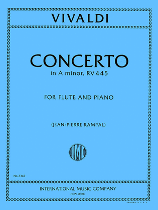 Book cover for Concerto In A Minor, Rv 445, Piccolo (Recorder)