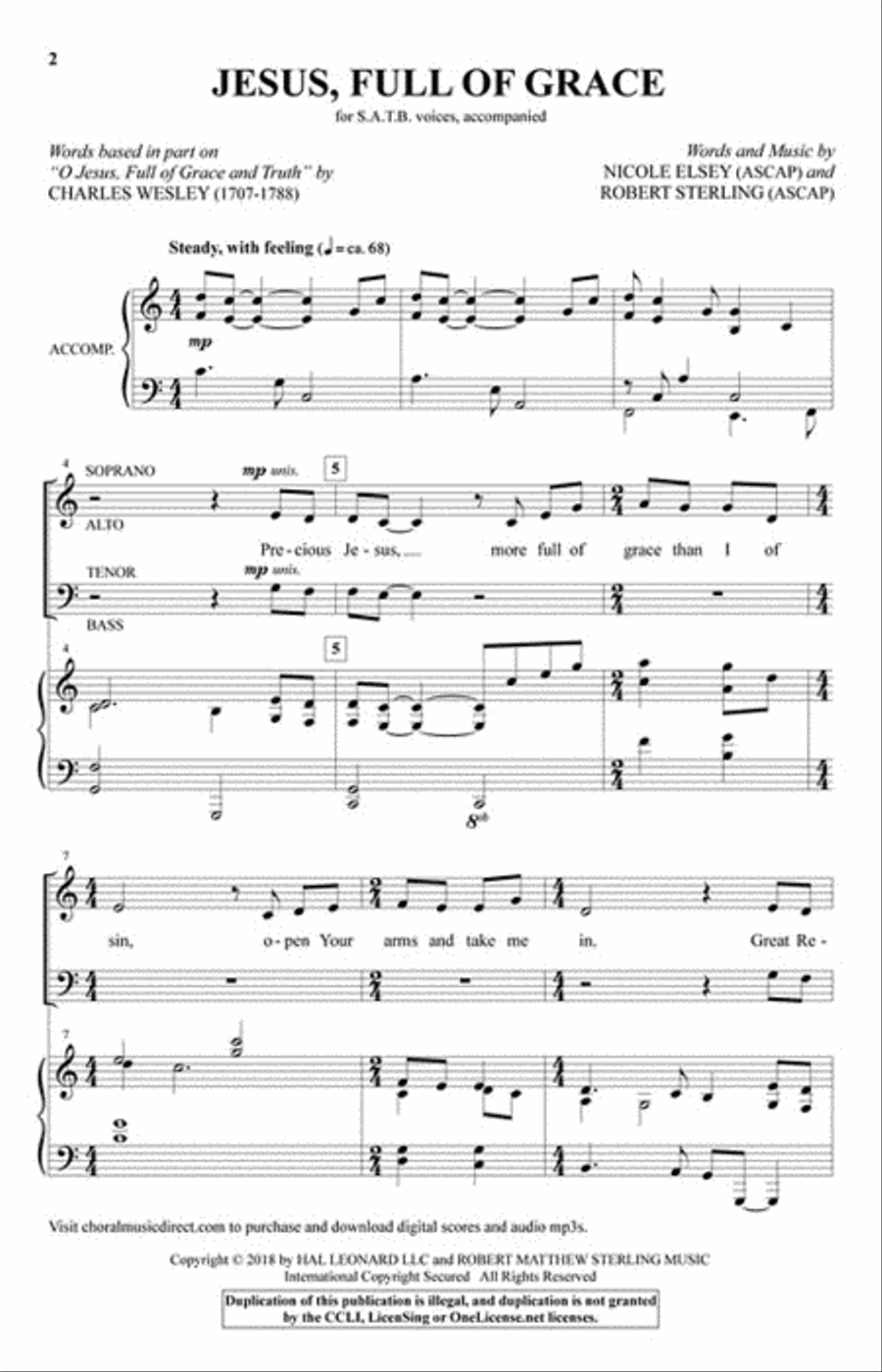 Jesus, Full of Grace Jesus, Full of Grace 4-Part scores gallery preview page 2