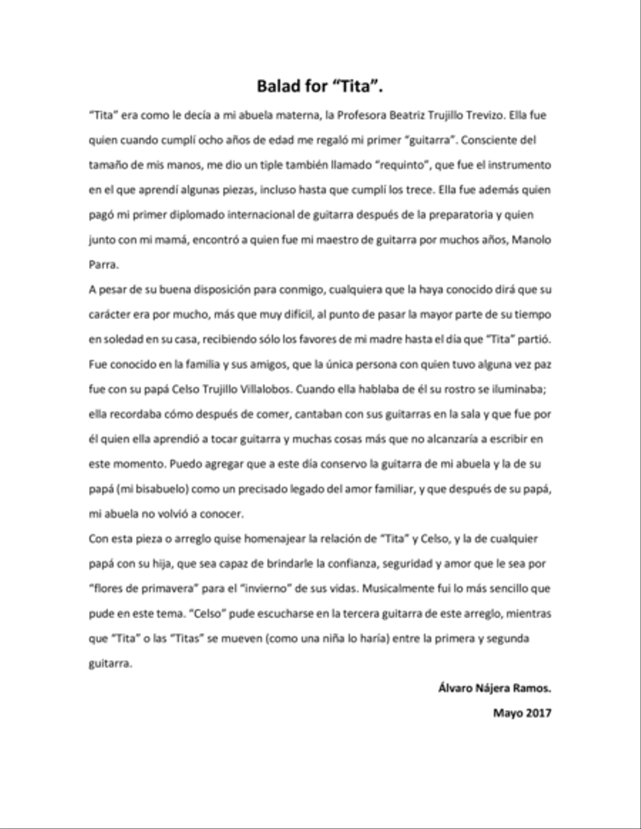 Balad for Tita. Guitar quartet story. Guitar Ensemble scores gallery preview page 2