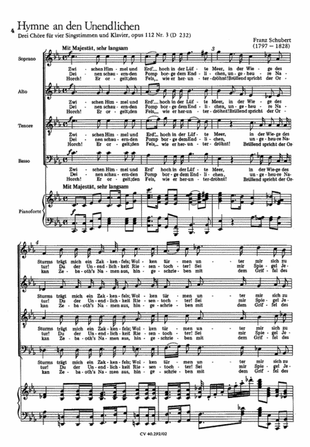Schubert: Gott, der Weltschopfer; Hymne an den Unendlichen