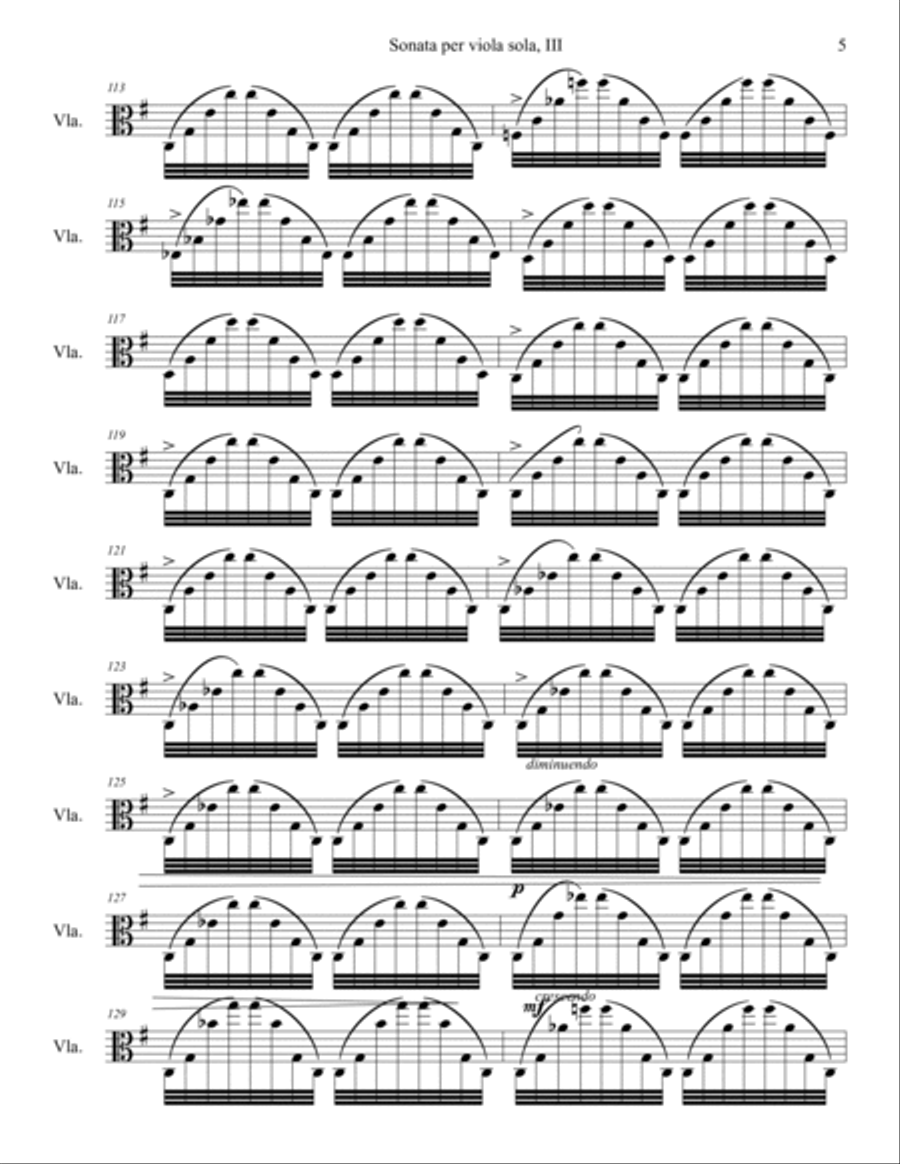 Sonata per viola sola, III: Tarantella-Fantasia Viola Solo scores gallery preview page 5