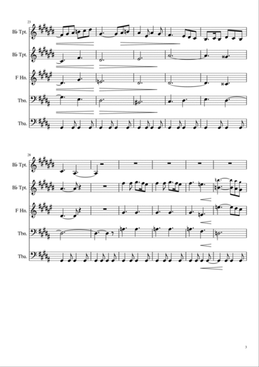 Il Vecchio Castello - Pictures at an Exhibition (The Old Castle) Brass Ensemble scores gallery preview page 3
