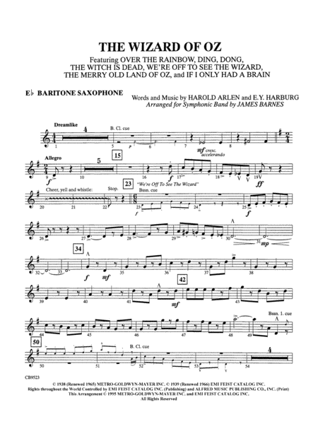 The Wizard of Oz (Medley): E-flat Baritone Saxophone