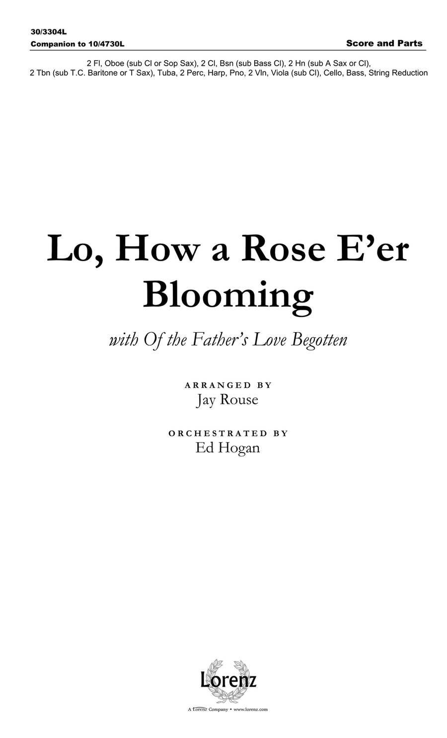 Lo, How a Rose E'er Blooming - Orchestral Score and Parts