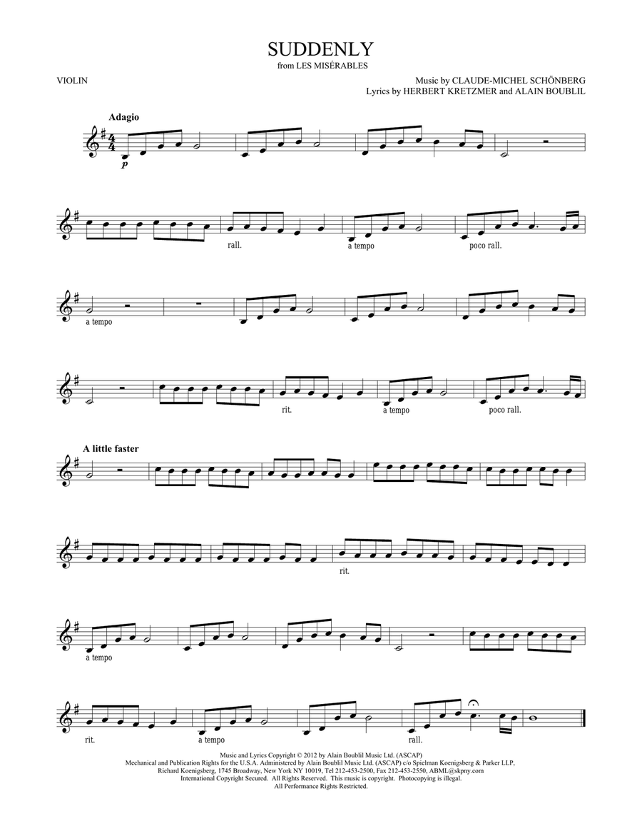 Suddenly Suddenly Violin Solo scores gallery preview page 1