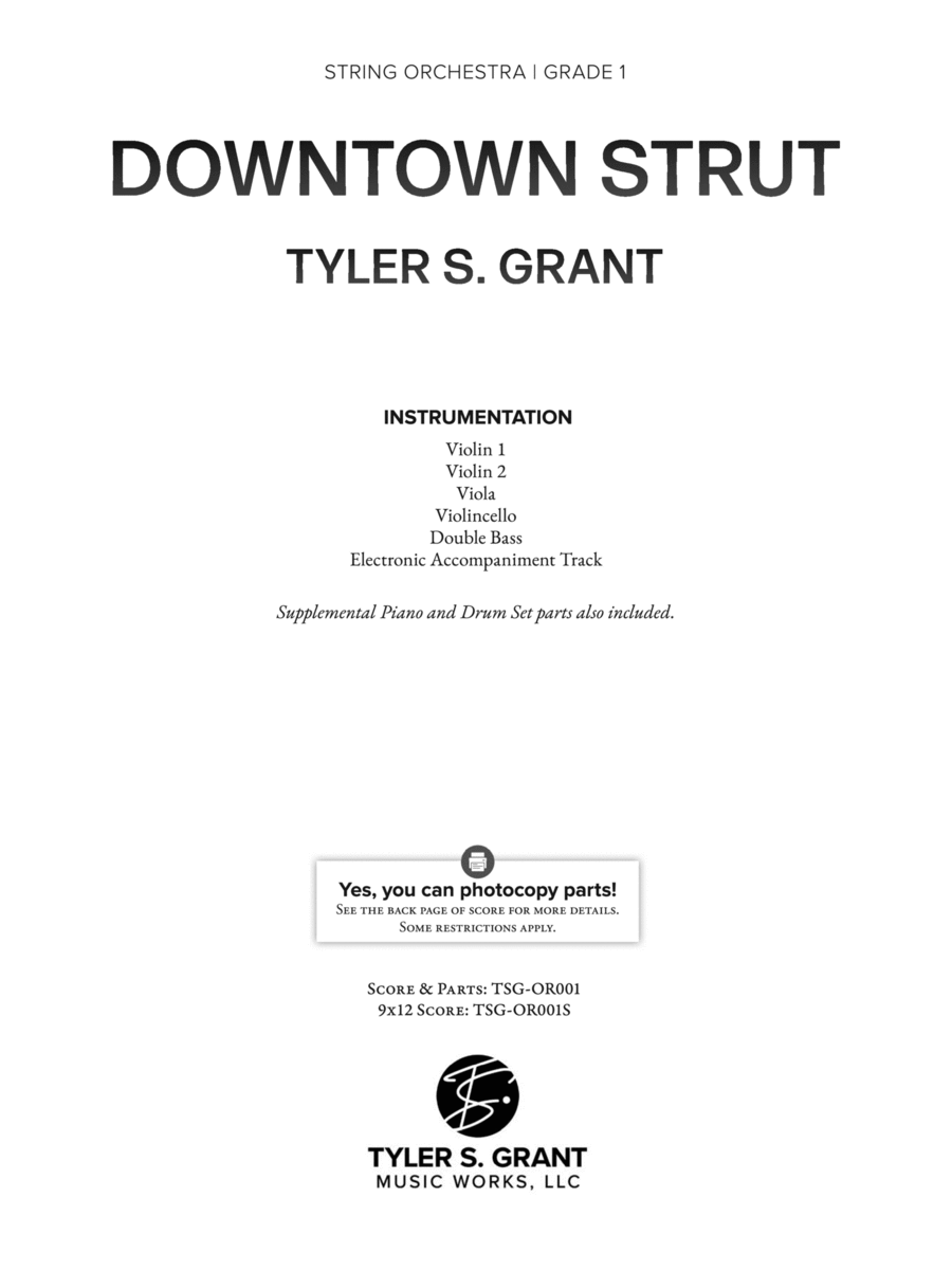 Downtown Strut: Score String Orchestra scores gallery preview page 1