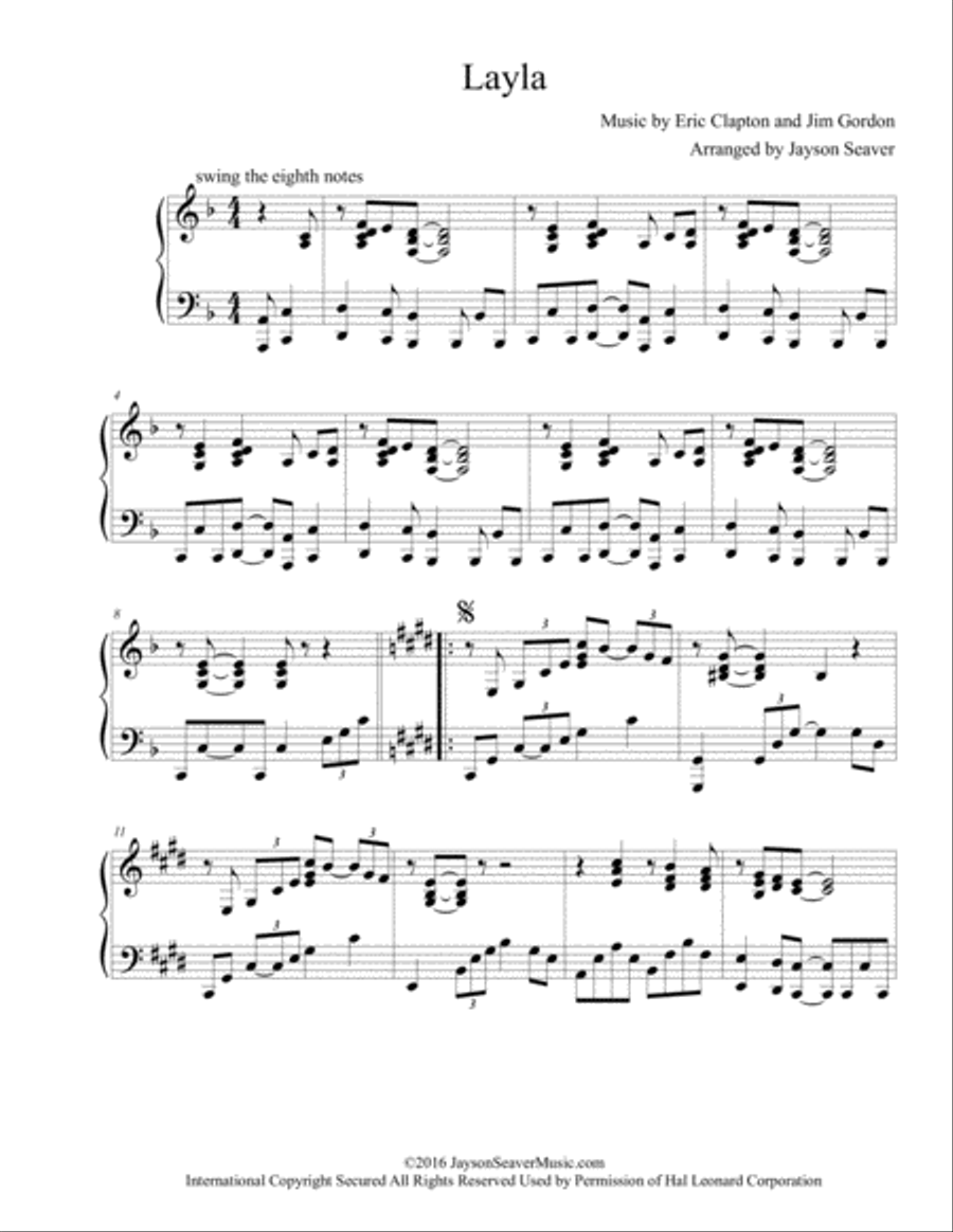 Layla Piano Solo scores gallery preview page 2