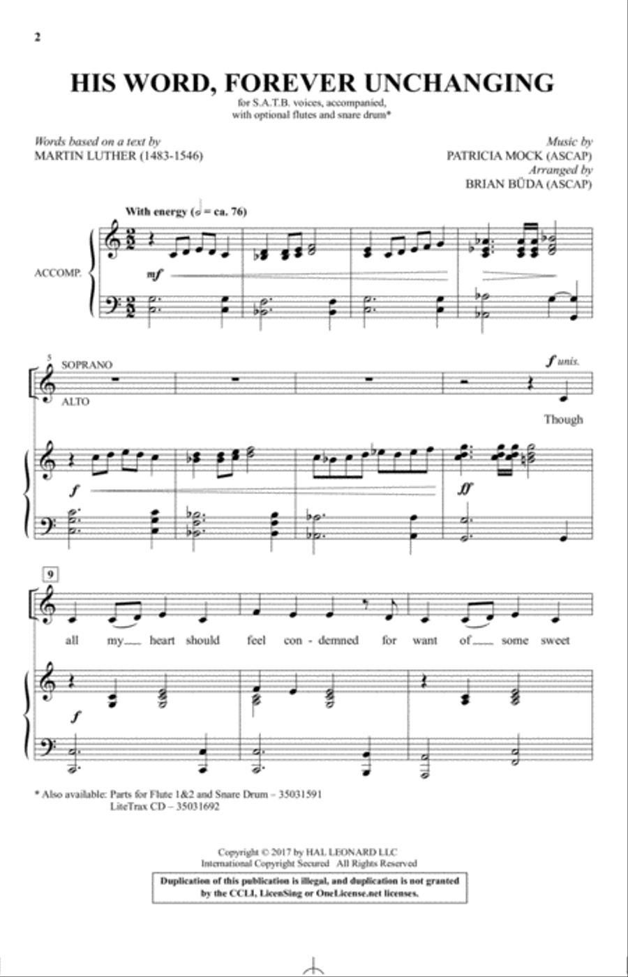 His Word, Forever Unchanging 4-Part scores gallery preview page 1