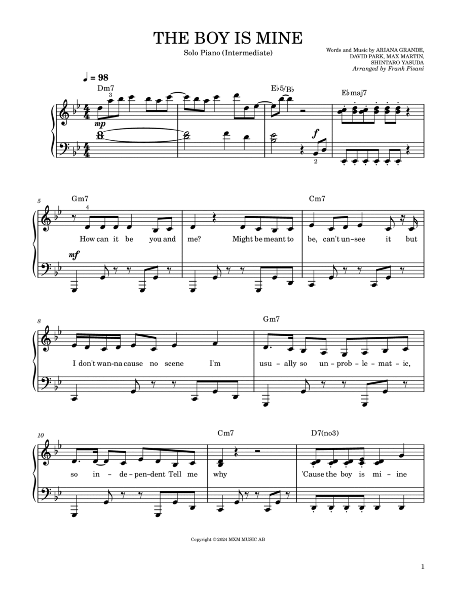 The Boy Is Mine Piano Solo scores gallery preview page 1