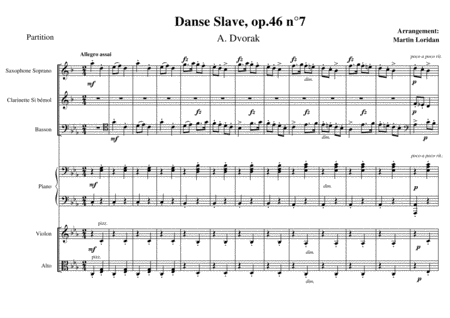 Dvorak, Slavonic Dance No.7 Op.46 - Danse slave op. 46 n°7 - for Sextet image number null