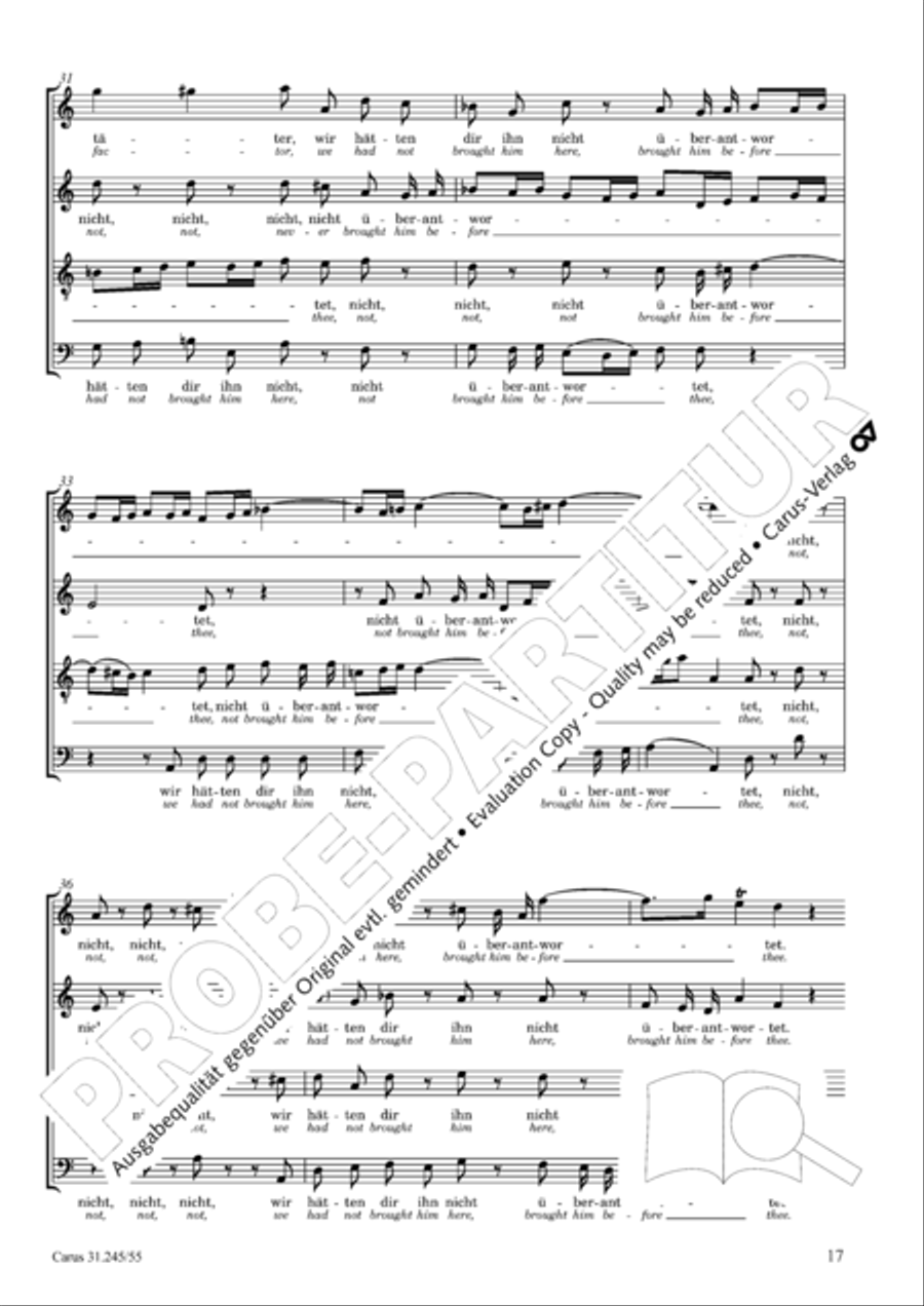 St. John Passion (Johannes-Passion) 4-Part scores gallery preview page 18