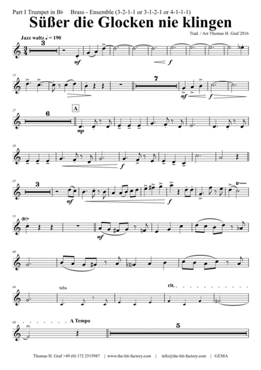Süßer die Glocken nie klingen - German Christmas song - 7 Parts - Brass Ensemble image number null