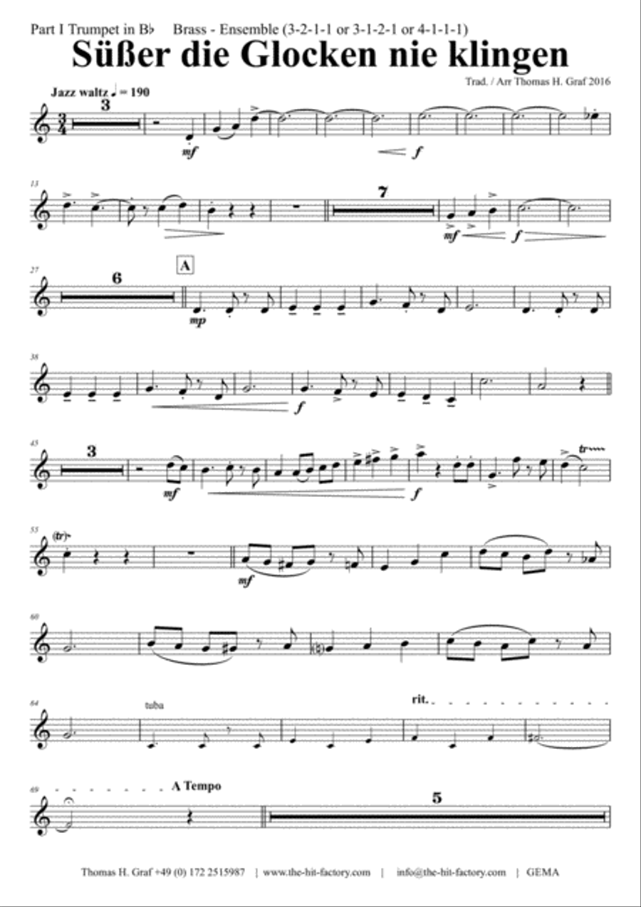 Süßer die Glocken nie klingen - German Christmas song - 7 Parts - Brass Ensemble image number null